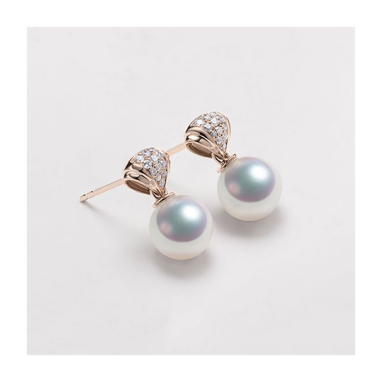 Pendant d'oreille - Perle Akoya or rose - Sarah Bernhardt  - 4