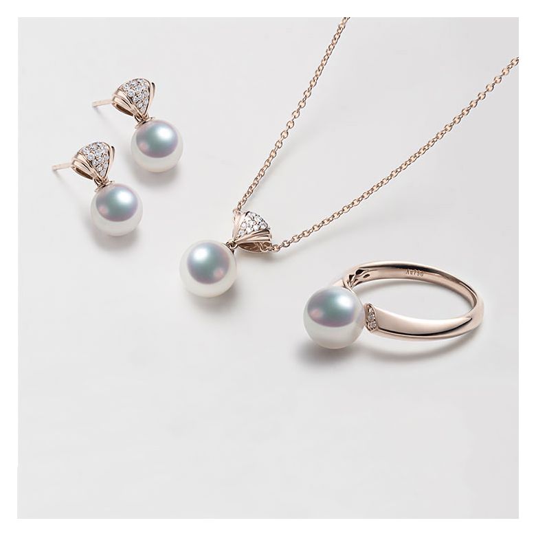 Pendant d'oreille - Perle Akoya or rose - Sarah Bernhardt  - 6