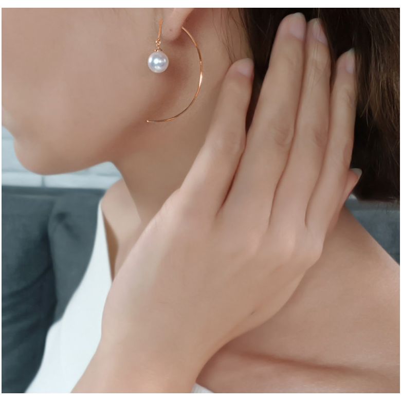 Crochet d'oreilles Simplicity. Perles Akoya Or rose. Minimaliste - 2