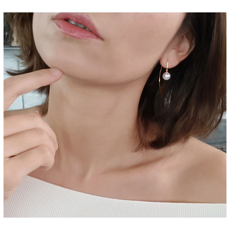 Crochet d'oreilles Simplicity. Perles Akoya Or rose. Minimaliste - 5