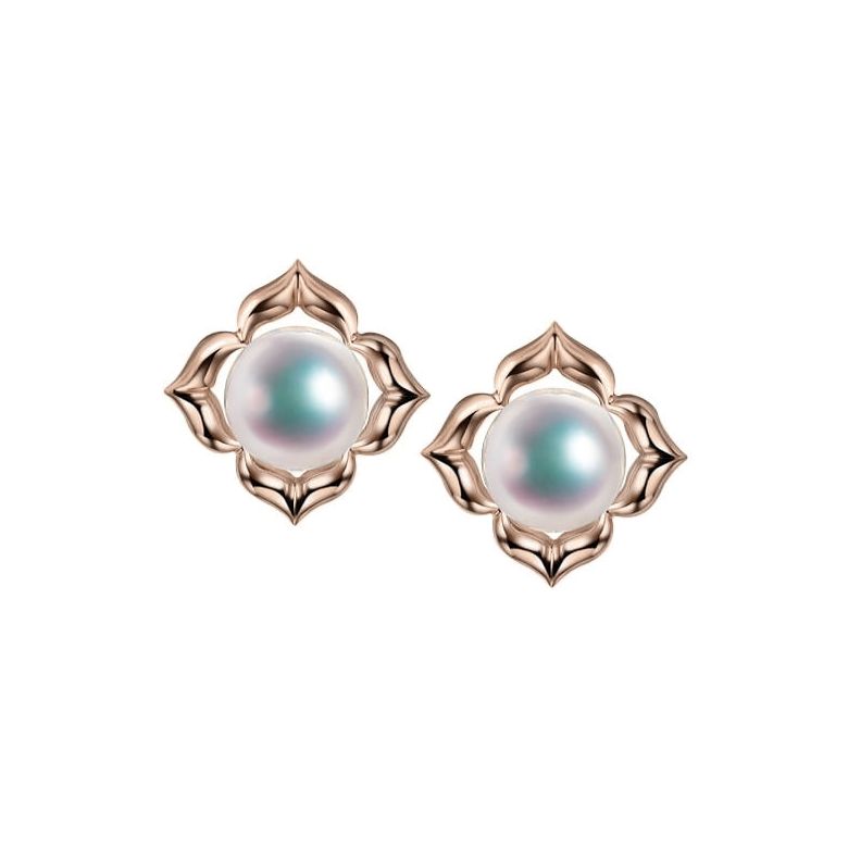 Boucles Oreilles Étoiles Filantes Perle Akoya Or Rose - 1