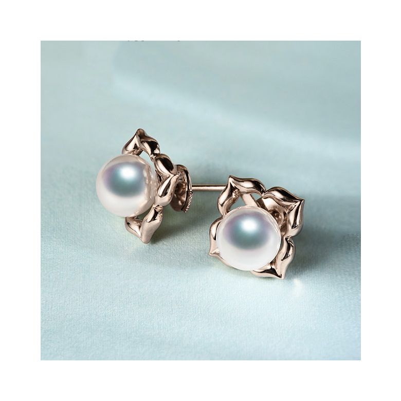 Boucles Oreilles Étoiles Filantes Perle Akoya Or Rose - 3