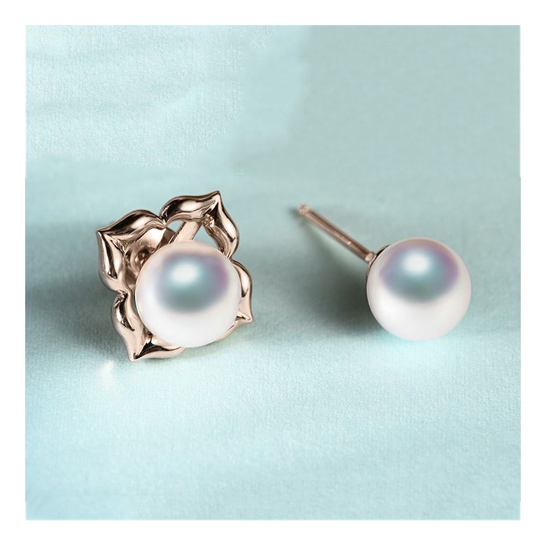 Boucles Oreilles Étoiles Filantes Perle Akoya Or Rose - 4