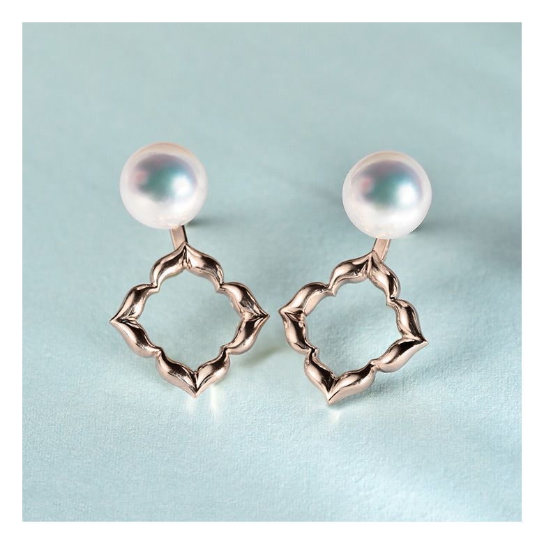 Boucles Oreilles Étoiles Filantes Perle Akoya Or Rose - 5