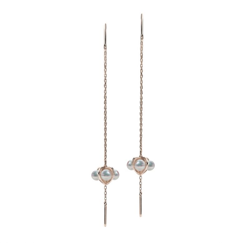 Boucles Oreilles Trèfle 4 Perles or rose - 1
