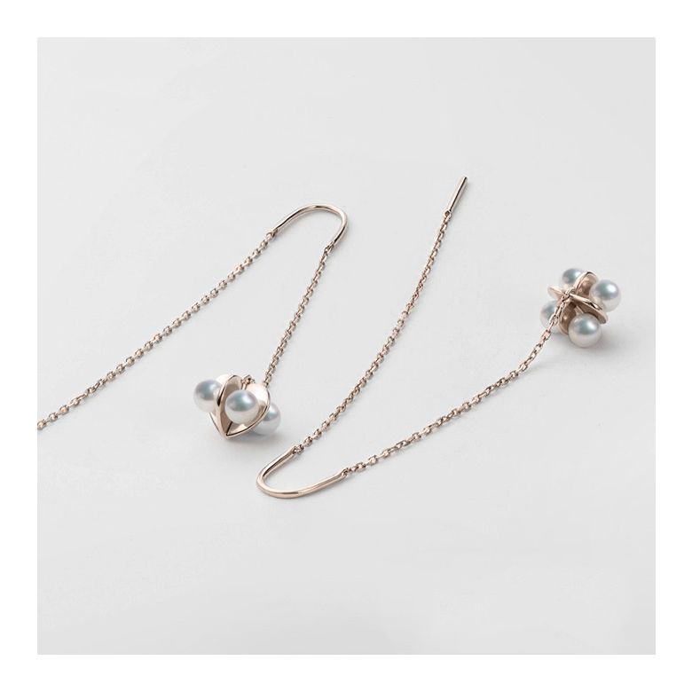 Boucles Oreilles Trèfle 4 Perles or rose - 2