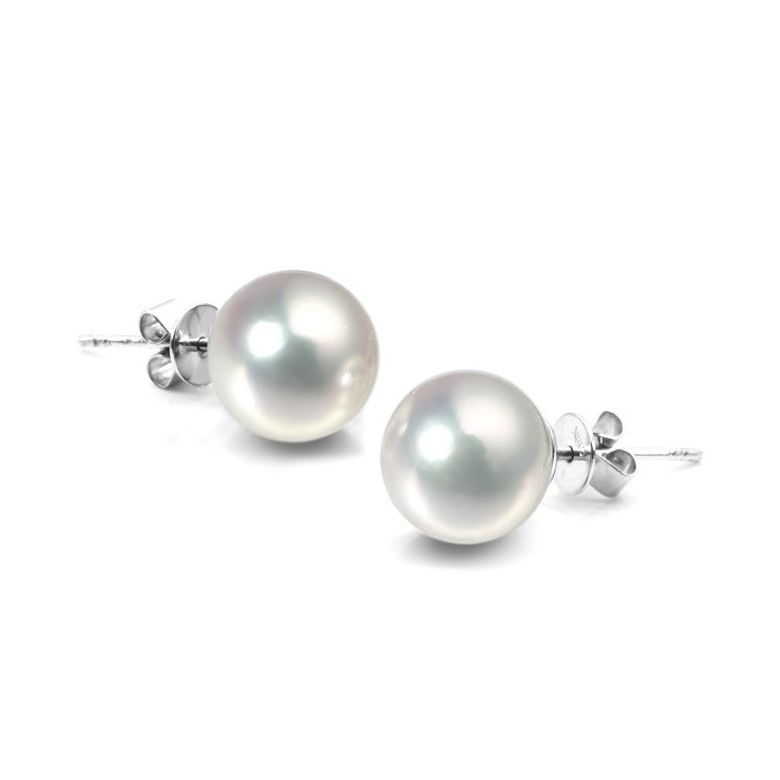 Boucles d'oreilles perles Akoya blanches 8/8.5mm. GEMME. Or blanc - 1