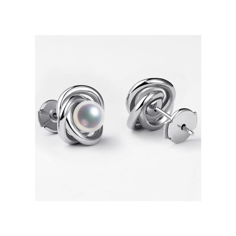 Boucles oreilles Chiyoko Or blanc. Perles Akoya Japon 6/6.5mm AAA - 4