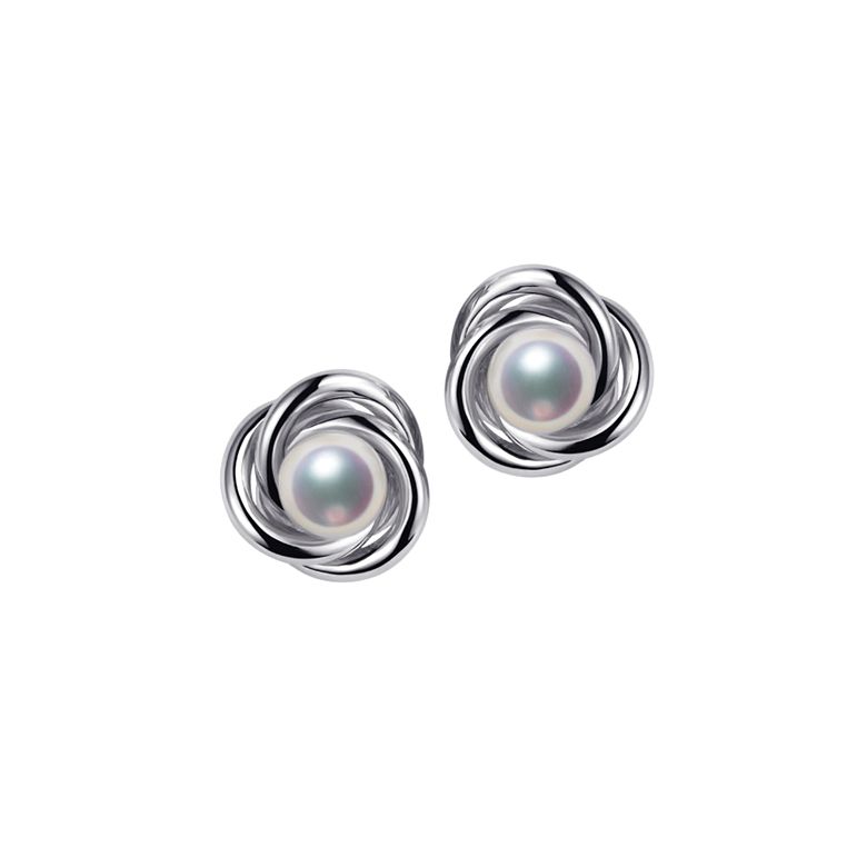 Boucles oreilles Chiyoko Or blanc. Perles Akoya Japon 6/6.5mm AAA - 1