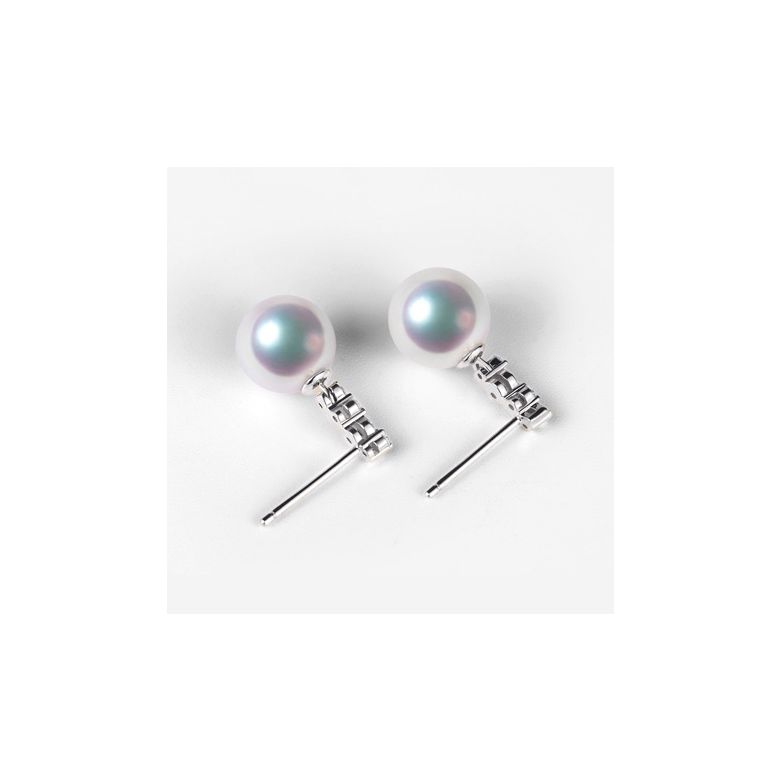 Pendants oreilles Miya. Perles Akoya Japon. Or blanc, diamants - 8