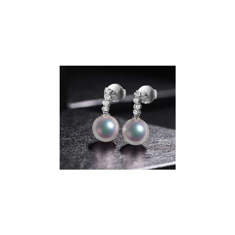 Pendants oreilles Miya. Perles Akoya Japon. Or blanc, diamants - 7