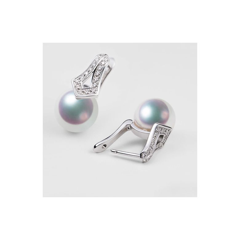 Pendentif et Boucles Michiko. Perles Akoya, Or blanc, diamants - 6