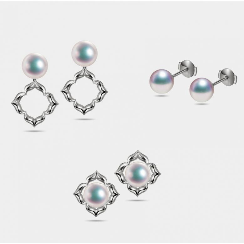 Boucles Oreilles Étoiles Filantes Perle Akoya Or Blanc - 2