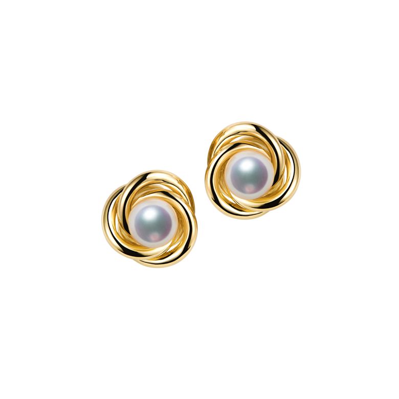 Boucles oreilles Chiyoko Or jaune. Perles Akoya Japon 6/6.5mm AAA - 1