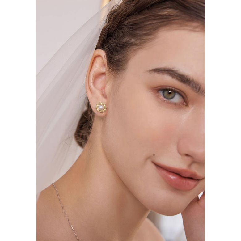 Boucles d'Oreilles Géométria Préciosa - Perles Akoya, Diamants, Or jaune - 2