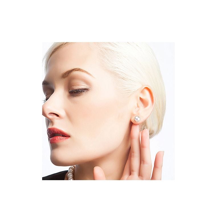 Boucles d'oreilles perles eau douce blanches - 8/9mm - Clous or jaune - 2
