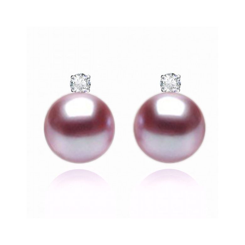 Boucles Castelli. Perle lavande 9/9.5 mm, Diamants, Or blanc - 1