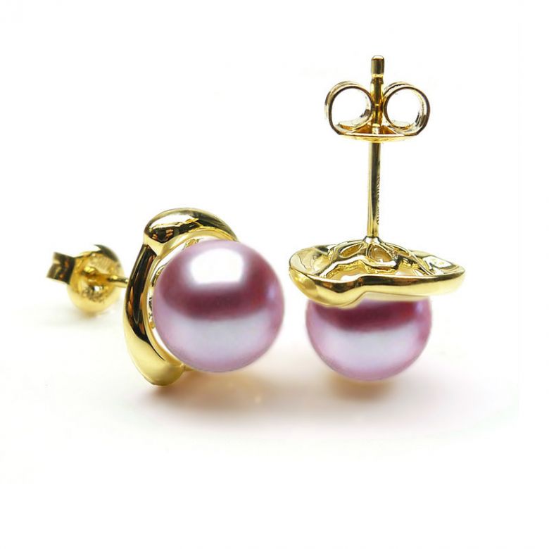 Boucles Capello. Perle lavande 9/9.5 mm, Diamants, Or jaune - 2