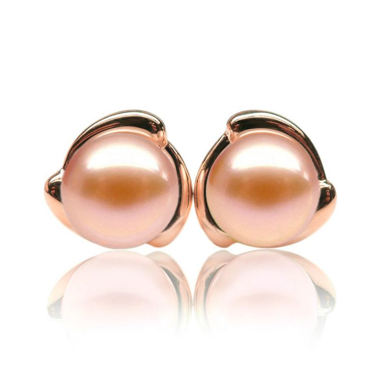 Boucles Capello. Perle rose 9/9.5 mm, Diamants, Or rose - 1