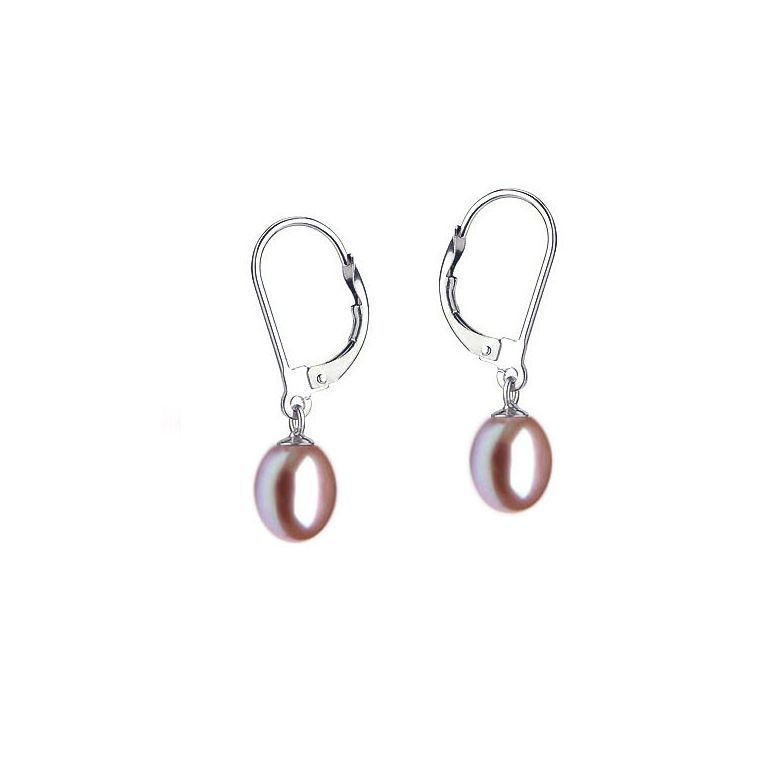 Boucles oreilles perles eau douce lavandes - 8.5/9mm - AA+ - Or blanc - 1