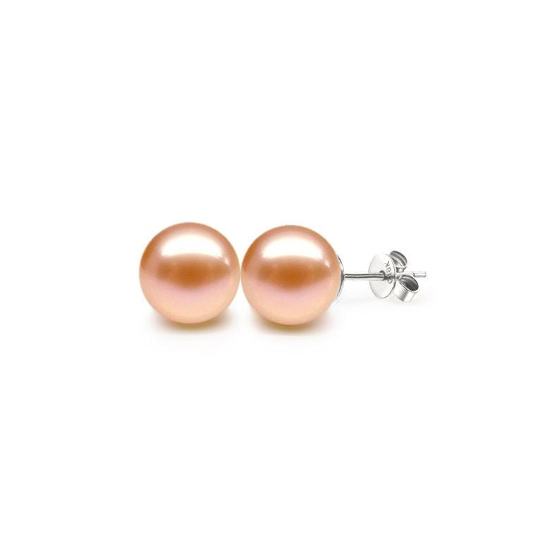 Boucles oreilles or blanc - Clous d'oreilles perles 9/9.5mm culture - 6