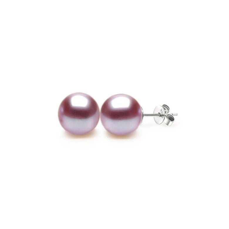 Boucles oreilles or blanc - Clous d'oreilles perles 9/9.5mm culture - 4