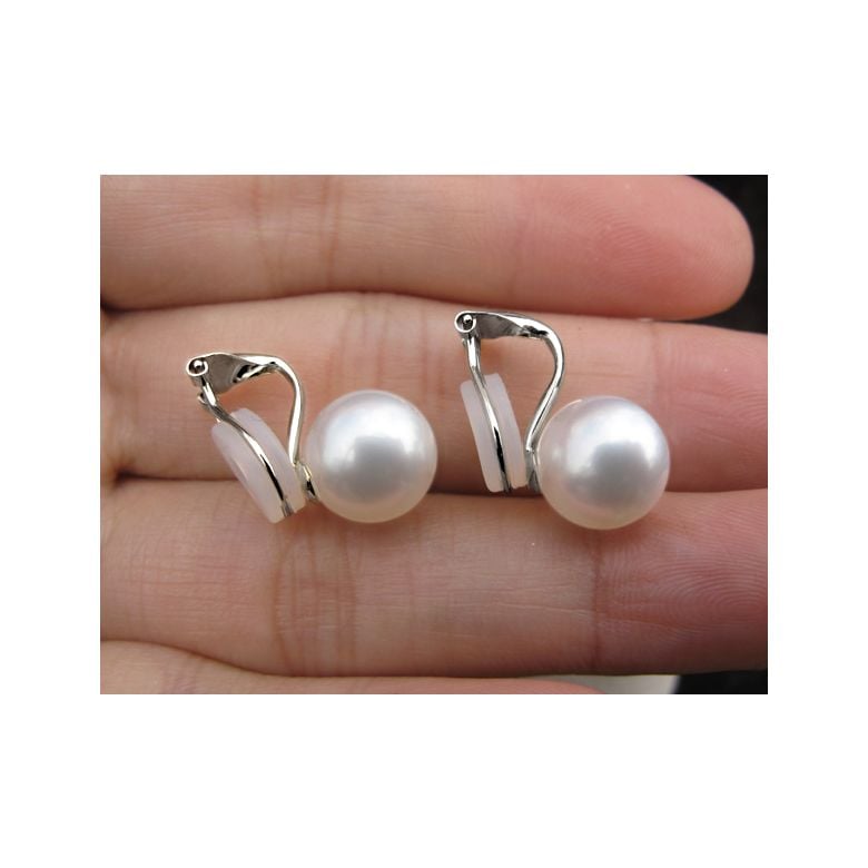 Boucle d oreille clip - Boucle oreille clip or blanc perle - 3