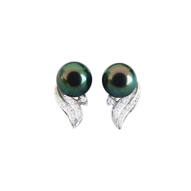 Boucles Oreilles Perles Rosée du Soir Tahitienne. Or blanc - 5