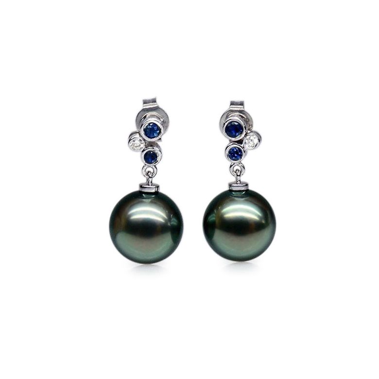 Boucles oreilles perles de Tahiti noires - 9/10mm - GEMME - 1