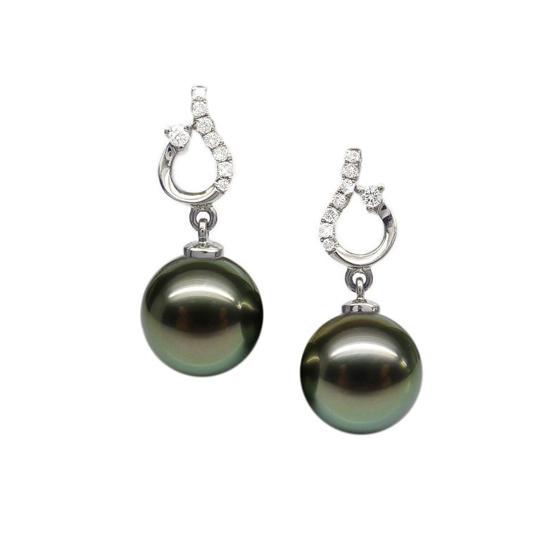 Boucles d'oreilles classiques - Perles de Tahiti 10-11mm GEMME - Or blanc - 1