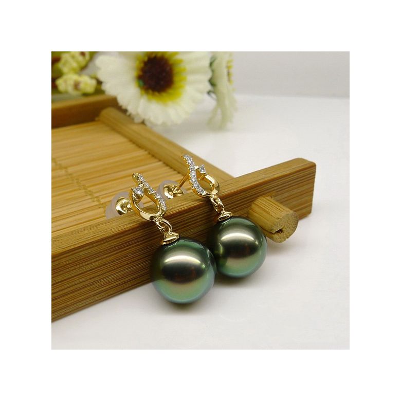 Boucles d'oreilles classiques - Perles de Tahiti 10-11mm GEMME - Or jaune - 2