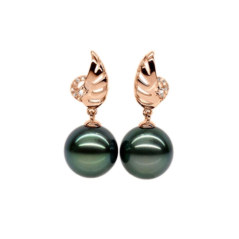 Boucles oreilles ailes - Symbole liberté - Perles de Tahiti or rose - 1