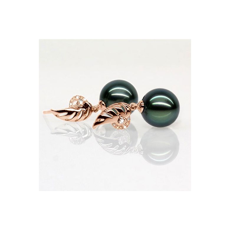 Boucles oreilles ailes - Symbole liberté - Perles de Tahiti or rose - 2