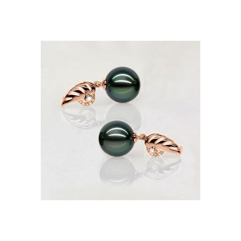 Boucles oreilles ailes - Symbole liberté - Perles de Tahiti or rose - 3
