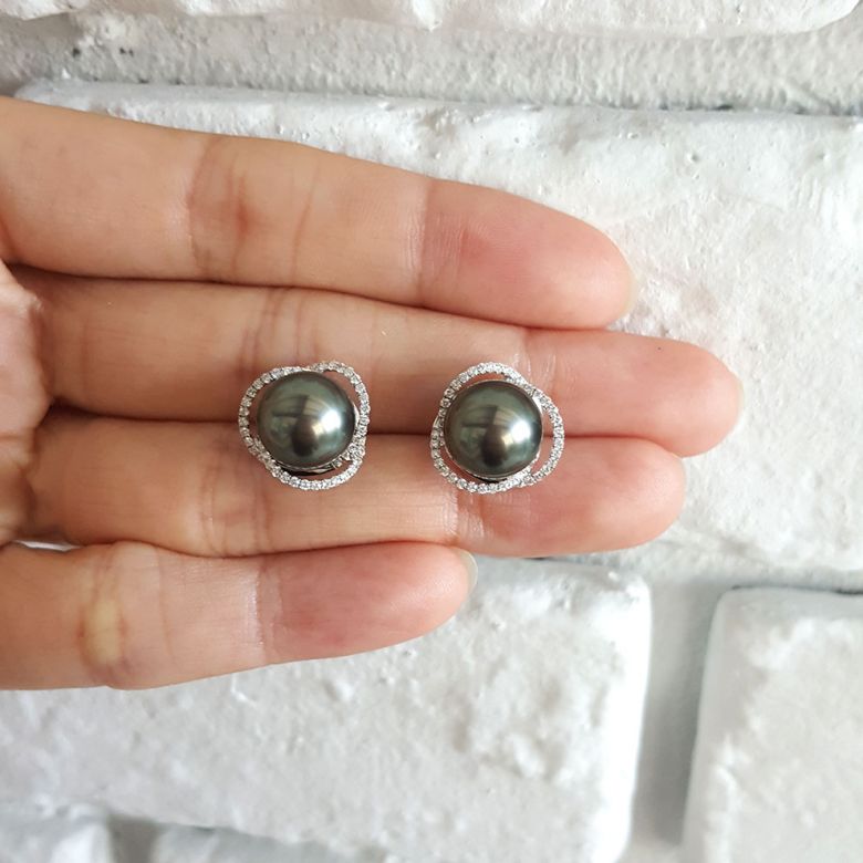 Boucles elliptiques en or rose - Perles Tahiti, Couronnes diamants - 4