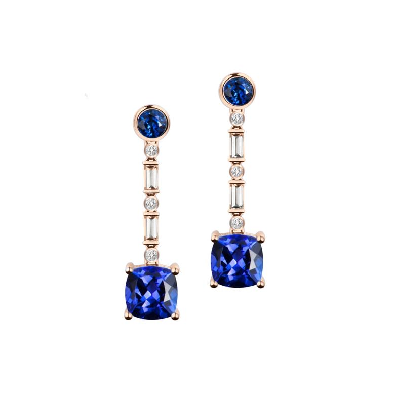 Boucle d oreille Élisabeth Ière - Saphir, diamant & Or rose - 1