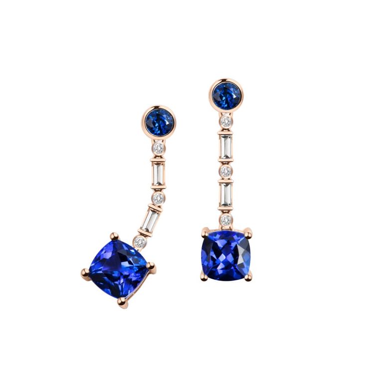 Boucle d oreille Élisabeth Ière - Saphir, diamant & Or rose - 3