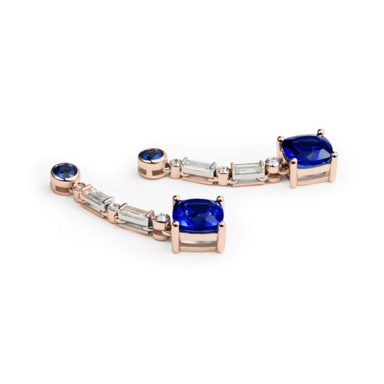 Boucle d oreille Élisabeth Ière - Saphir, diamant & Or rose - 4