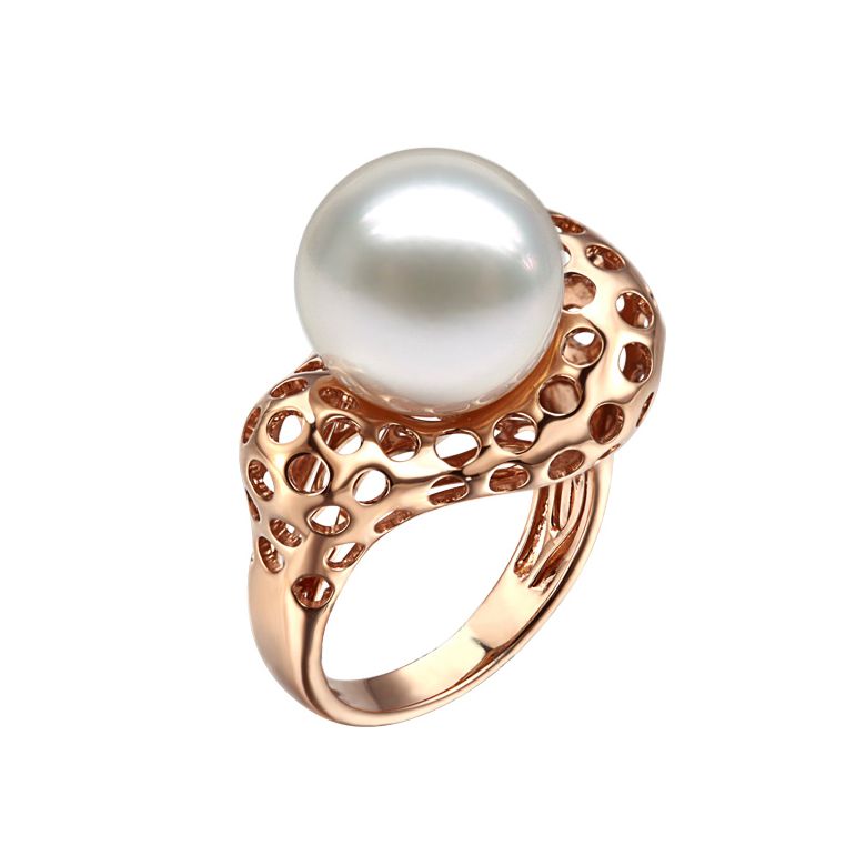 Bague chaloupée corail rose starlette - Perle des mers du sud - 1