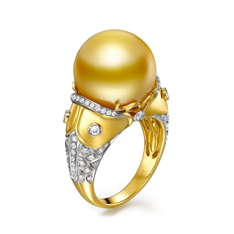 Bague poisson - Perle d'Australie dorée - Kingdom of Animals - 1