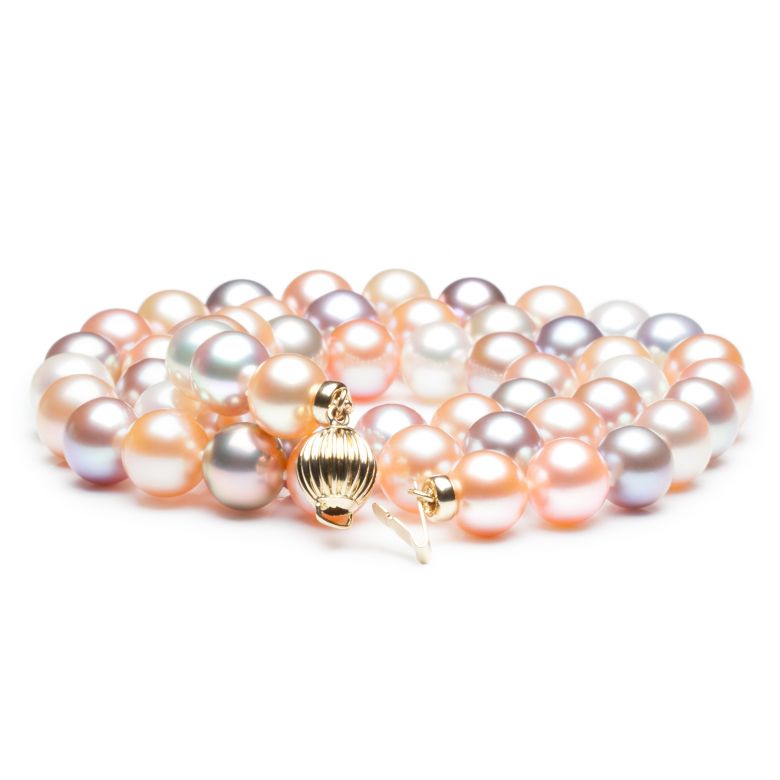 Collier perles multicolores - Perles de culture de Chine - 7.5/8mm  - 2