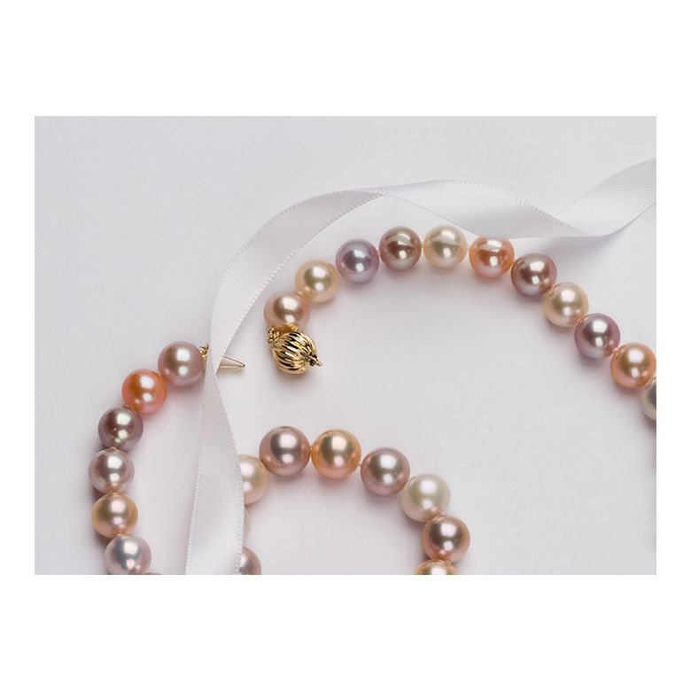 Collier perles multicolores - Perles de culture de Chine - 7.5/8mm  - 3