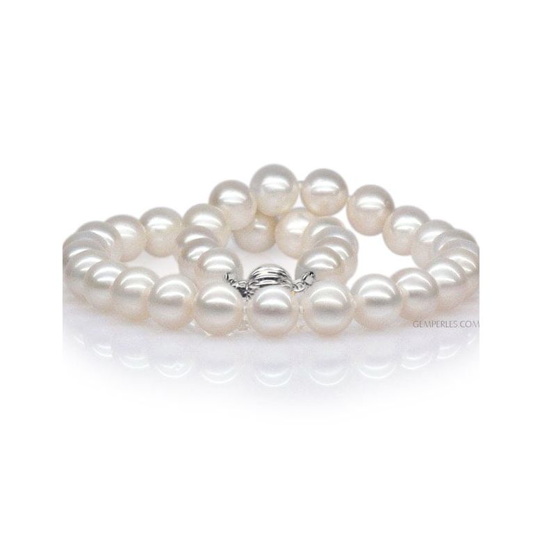 Collier Perles de Culture 10.5/11.5, AAA or blanc - 1