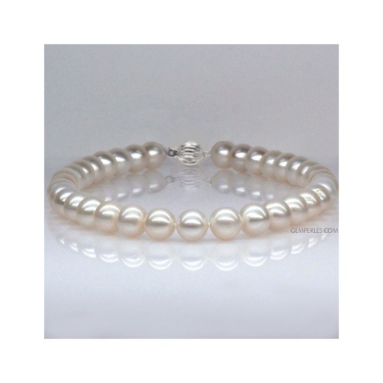 Collier Perles de Culture 10.5/11.5, AAA or blanc - 2