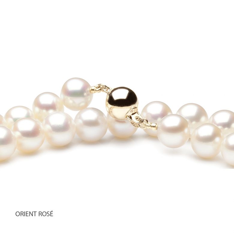Collier perle mariage - Noces de perles - Perle blanche - 8/8.5mm or jaune - 5