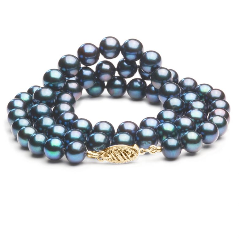Collier Perle de Culture Noire. 7/7.5mm, AAA or jaune - 4