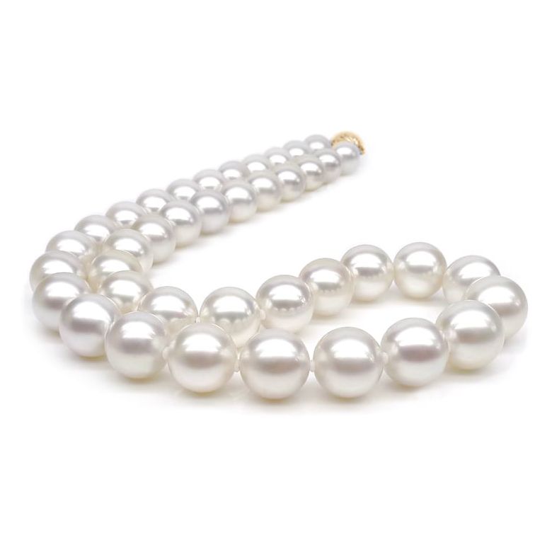 Collier grosse perle - Collier mariage perle blanche - 9.5/10.5mm or jaune - 1