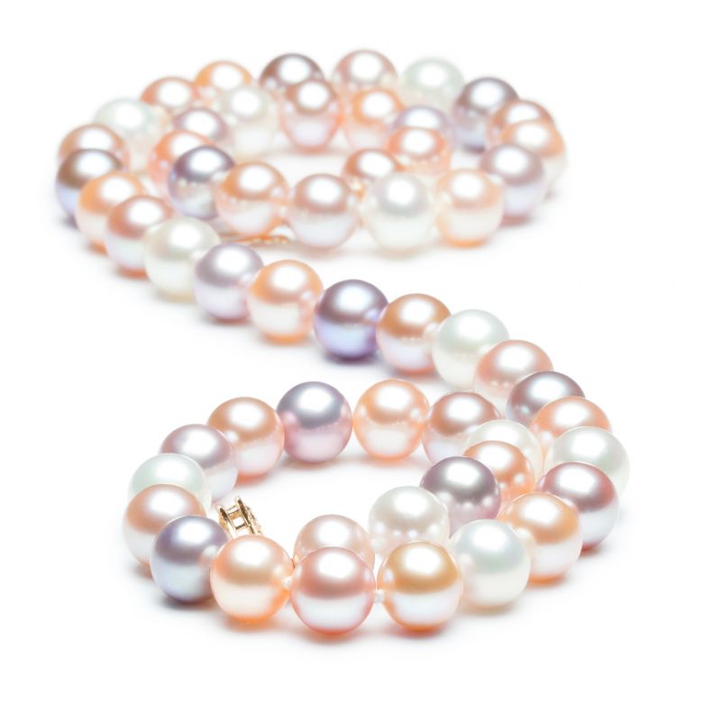 Collier de perles multicolores - Collier perles eau douce - 6.5/7mm - 5