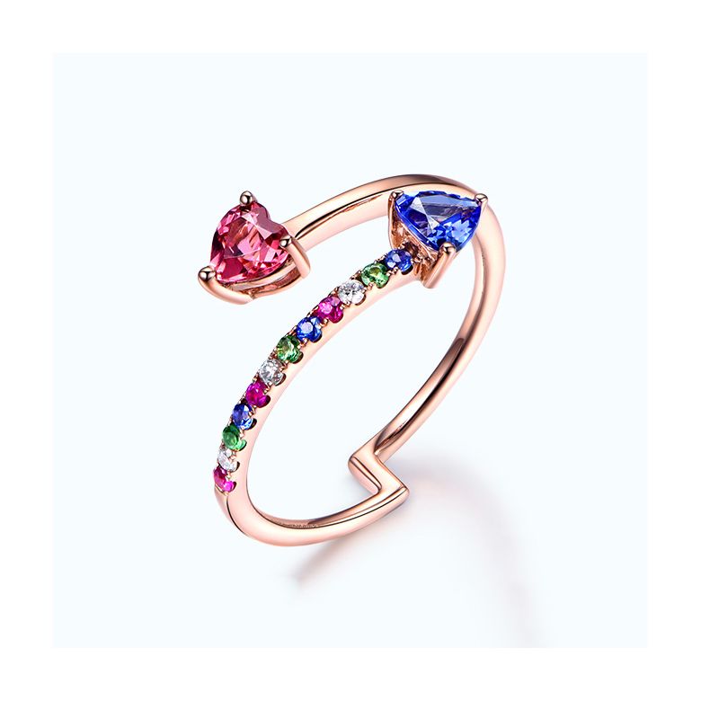 Bague signaux inversés. Or rose, Saphirs - 1