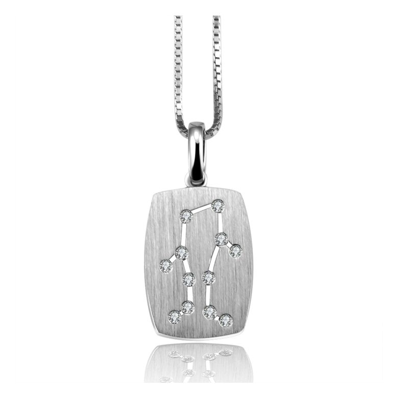 Pendentif astrologique. Constellation des gémeaux. Or blanc, diamants - 1
